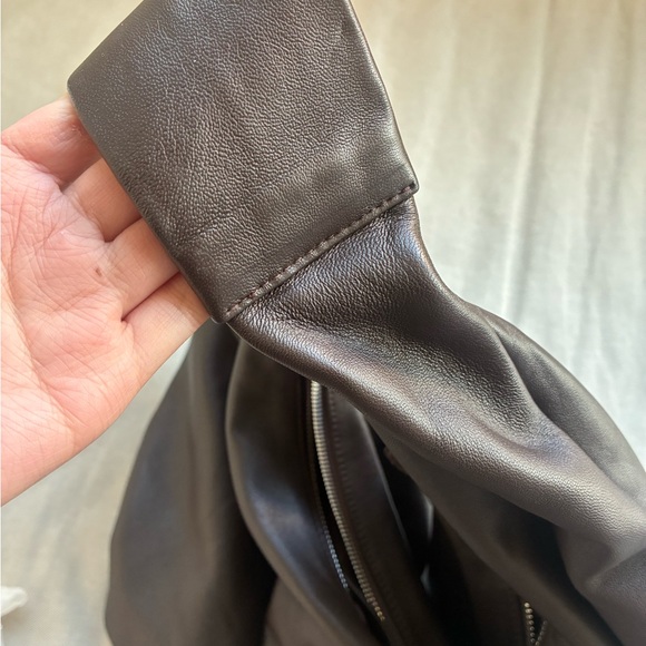 Large Slouchy Leather Hobo Bag - Dark Brown - Picture 6 of 6